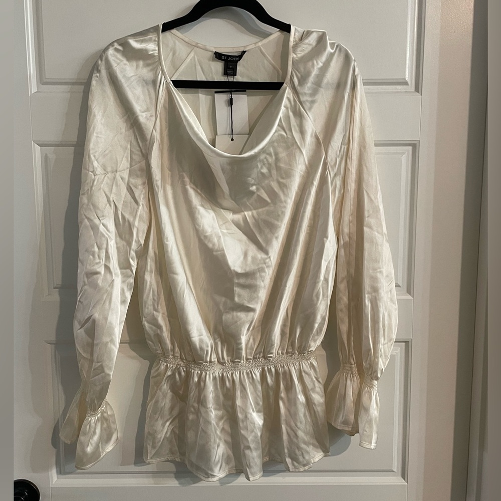 St. John cream silk blouse NWT